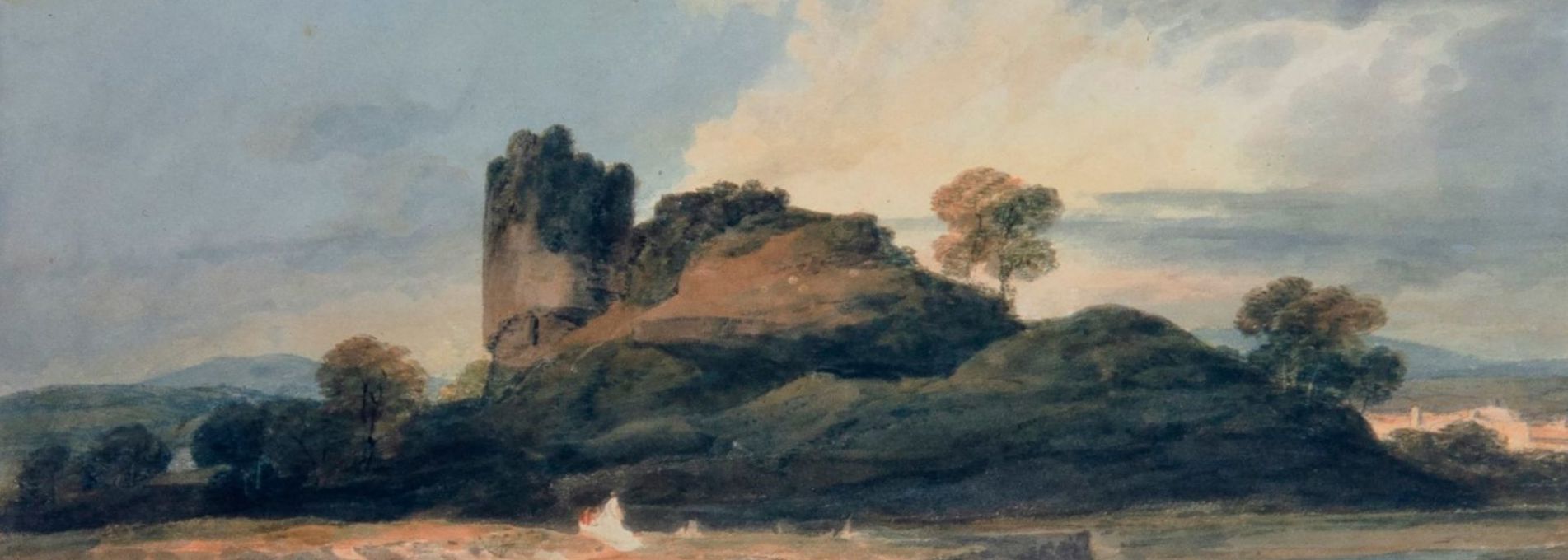 Llandovery Castle, on a Low Hill beside the River Bran by JMW Turner